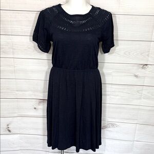 NWT Talbots Navy Short Sleeve Eyelet Dress Size Large